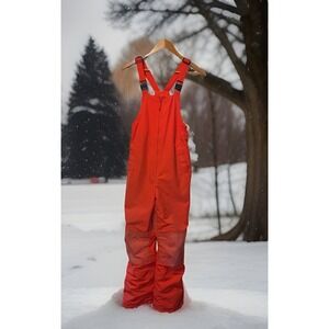 Lands End Snow Bibs Kids 12S Orange Double Articulated Knees